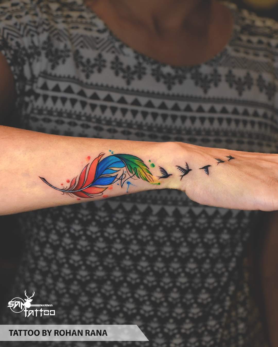 Colourfull shiva tattoo