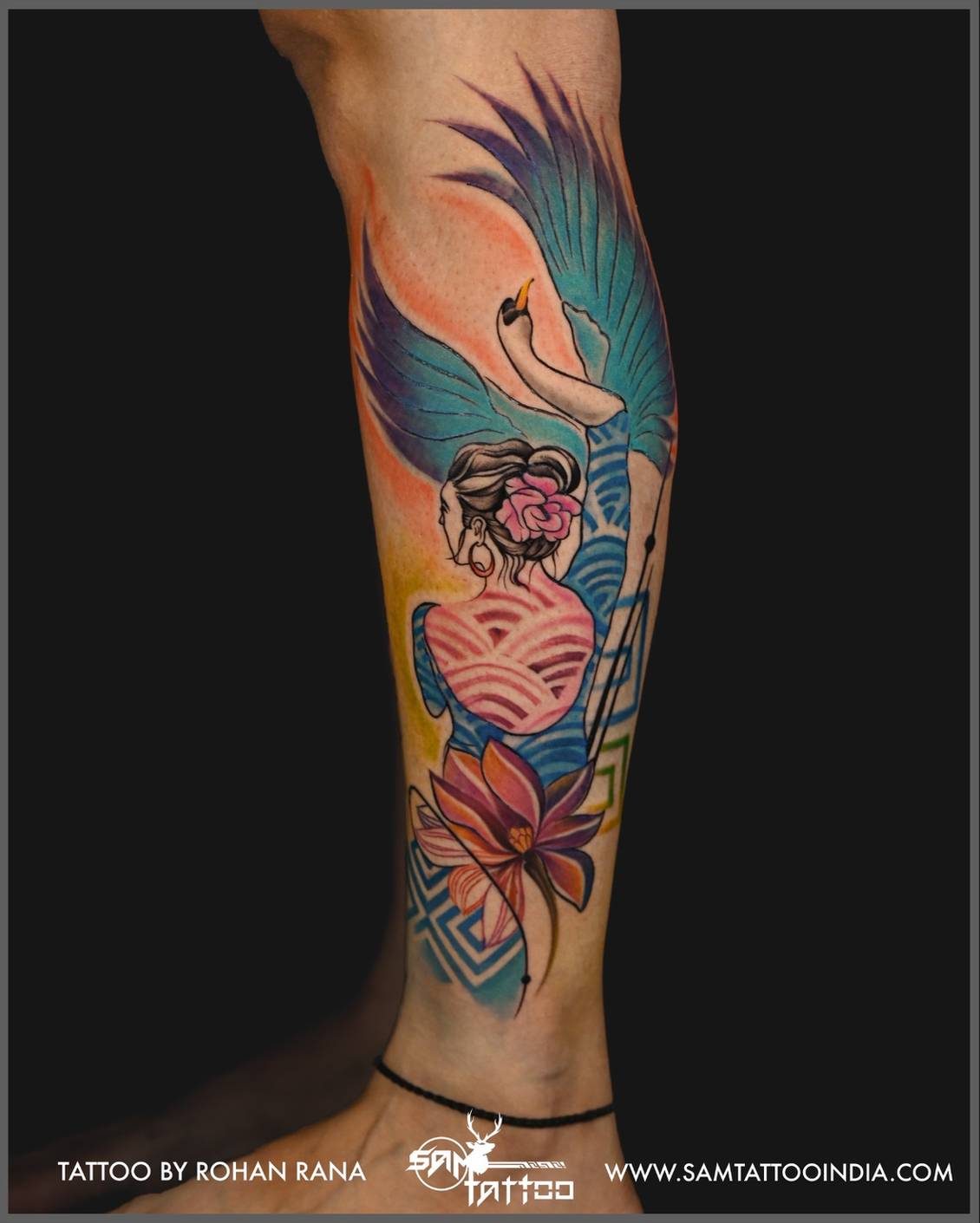Customised colorful girl tattoo