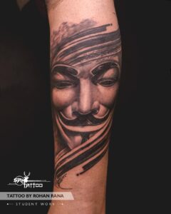 Realistic Hanya Mask tattoo