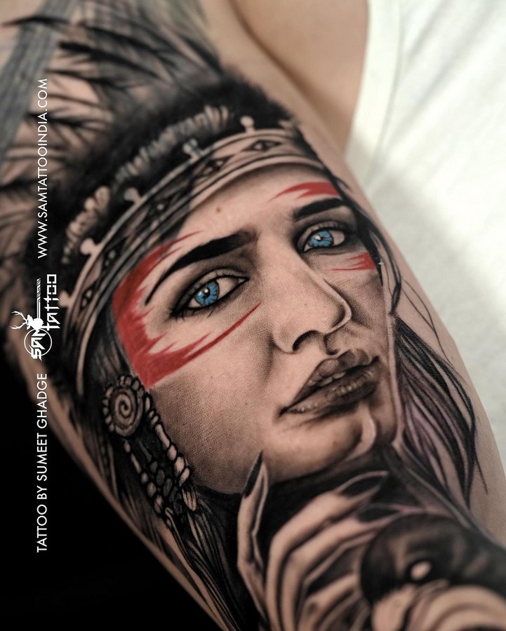 Jon Nelson | Woman portrait with a wolf headdress🐺 🔥 @tatsoul  @bishoprotary @saniderm @allegoryink @afterinked - - #tattoo #tattoos  #tattooarti... | Instagram