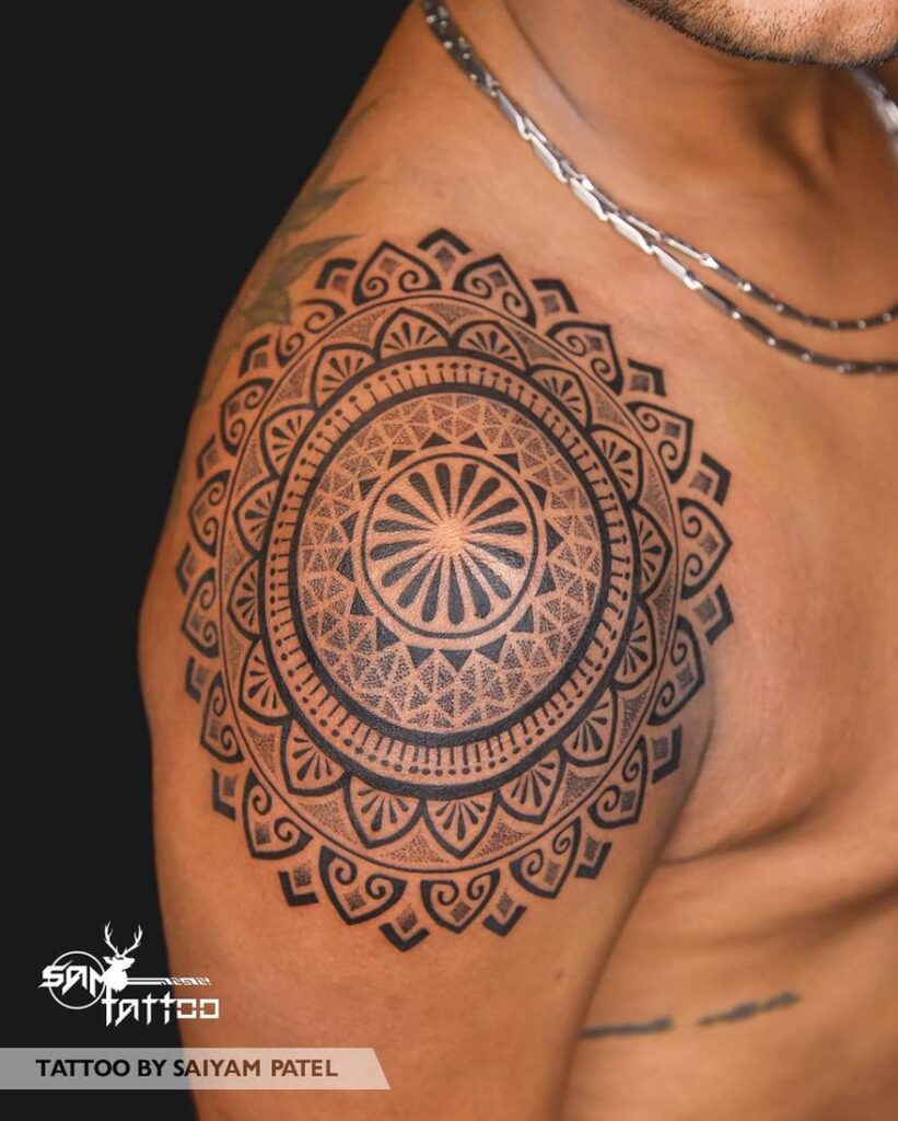 Shoulder mandala tattoo